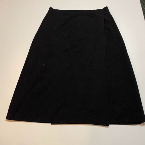 Vintage MaxMara 100% Wool Skirt Black Classic Holiday Career Large Knit - Picture 1 of 6
